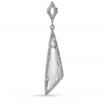 14K White Gold Special Cut White Topaz and Diamond Pendant