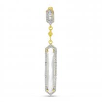 14K Yellow Gold Special Cut White Topaz and Diamond Pendant