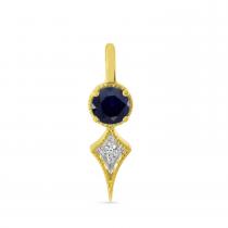 14K Yellow Gold Sapphire and Diamond Birthstone Pendant