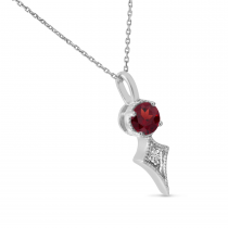 14K White Gold Garnet and Diamond Necklace