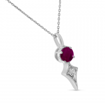 14K White Gold Ruby and Diamond Pendant