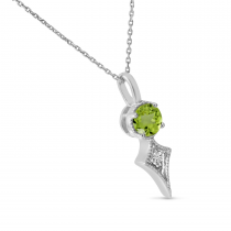 14K White Gold Peridot and Diamond Ring