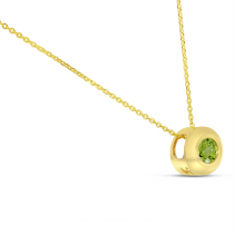 14K Yellow Gold Peridot Round Bezel Necklace