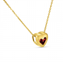 14K Yellow Gold Garnet Heart Bezel Necklace