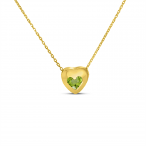 14K Yellow Gold Peridot Heart Bezel Necklace