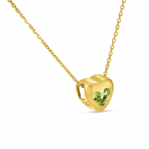 14K Yellow Gold Peridot Heart Bezel Necklace