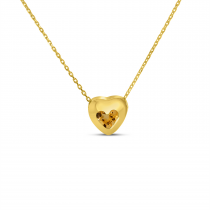 14K Yellow Gold Citrine Heart Bezel Necklace