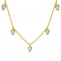 14K Yellow Gold Five Station Pear Shape White Topaz Necklace