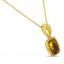 14K Yellow Gold Cushion Citrine Milgrain Pendant