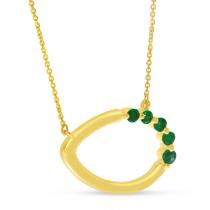 14K Yellow Gold Precious Emerald Open Space Necklace