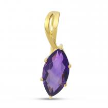 14K Yellow Gold Marquise Amethyst Twist Bale Pendant