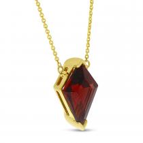 14K Yellow Gold Garnet Kite Shaped Semi Precious Necklace