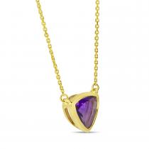 14K Yellow Gold Single Amethyst Triangle Necklace