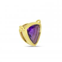 14K Yellow Gold Single Amethyst Triangle Necklace