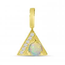 14K Yellow Gold Opal and Diamond Triangle Pendant