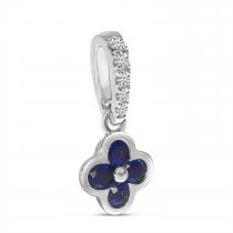 14K White Gold Sapphire and Diamond Clover Pendant