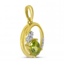 14K Yellow Gold Peridot and Diamond Scattered Oval Pendant