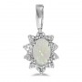 10k White Gold Oval Opal And Diamond Pendant