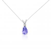 14K White Gold Pear Tanzanite and Diamond Pendant