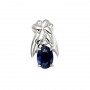 14K White Gold Oval Sapphire and Diamond Pendant