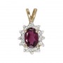 10k Yellow Gold Oval Rhodolite Garnet And Diamond Pendant