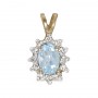 14k Yellow Gold Oval Aquamarine And Diamond Pendant