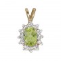 14k Yellow Gold Oval Peridot And Diamond Pendant