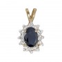 14k Yellow Gold Oval Sapphire And Diamond Pendant