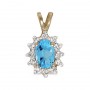 14k Yellow Gold Oval Blue Topaz And Diamond Pendant