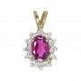 14k Yellow Gold Oval Pink Topaz And Diamond Pendant