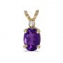 14k Yellow Gold Oval Amethyst And Diamond Pendant