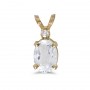 14k Yellow Gold Oval White Topaz And Diamond Pendant