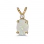 14k Yellow Gold Oval Opal And Diamond Pendant