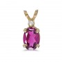 14k Yellow Gold Oval Pink Topaz And Diamond Pendant