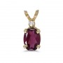 14k Yellow Gold Oval Rhodolite Garnet And Diamond Pendant