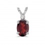 14k White Gold Oval Garnet And Diamond Pendant