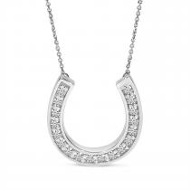 14K White Gold Diamond Horseshoe Necklace