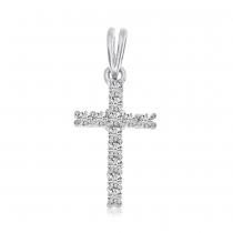 14K White Gold Diamond Cross Pendant