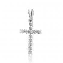 14K White Gold Diamond Cross Pendant