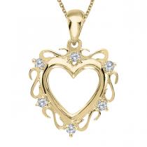 14K Yellow Gold Diamond Heart Pendant