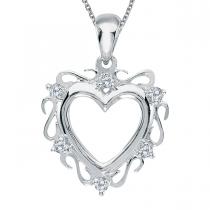 14K White Gold Diamond Heart Pendant