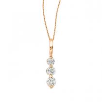 14K Rose Gold 0.25 Ct Three Stone Diamond Pendant