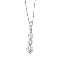 14k White Gold 0.50 Ct Three Stone Diamond Pendant