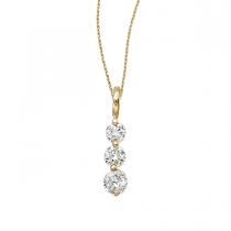 14K Yellow Gold 3 Stone 1 Ct Graduated Diamond Pendant