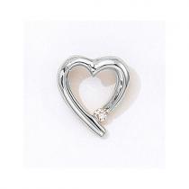 14K White Gold Diamond Heart Pendant