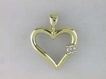 14K Yellow Gold Diamond Heart Pendant