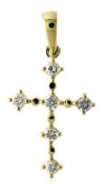 14K Yellow Gold Diamond Cross Pendant