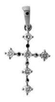 14K White Gold Diamond Cross Pendant