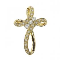 14K Yellow Gold Diamond Cross Pendant