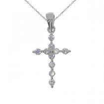 14K White Gold Diamond Cross Pendant